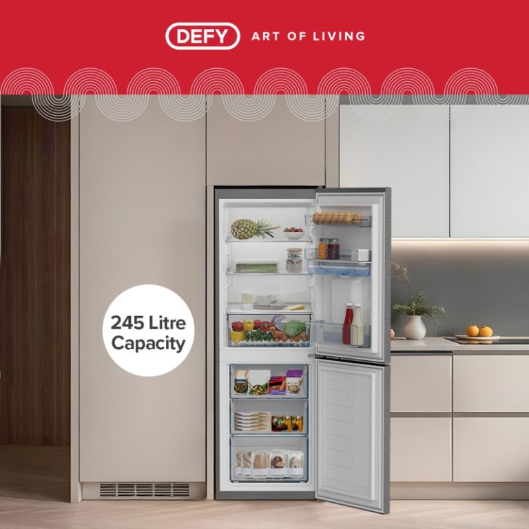 Dac449 Defy 245L Eco Fridge Freezer Satin Metallic - DAC449 - Nu Home