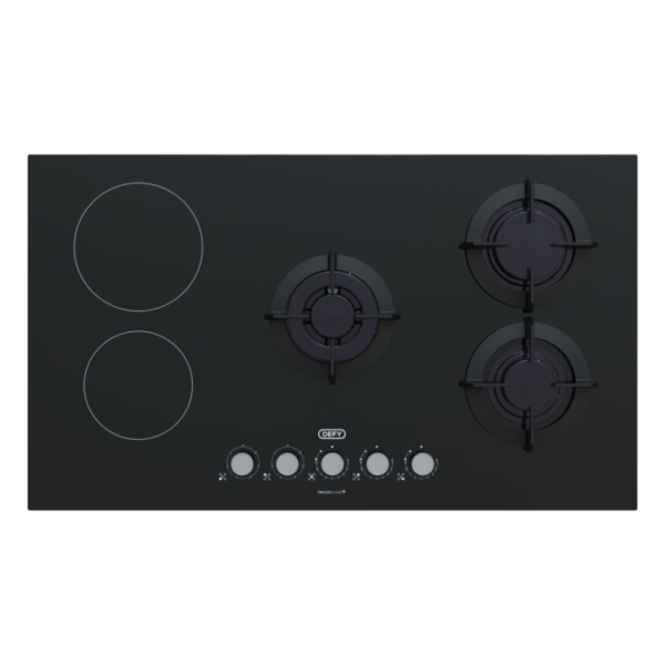 Defy 90cm Hybrid Gas Electric Hob Black - DHG902