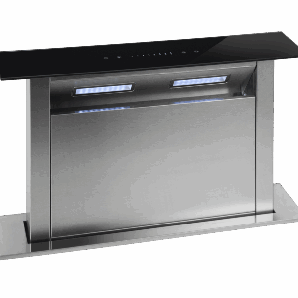 Falco 60cm Downdraft Cookerhood Black Glass - FAL60DDG