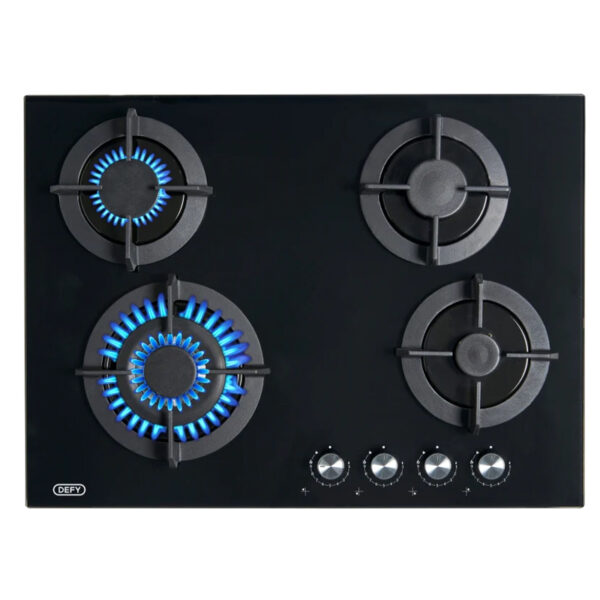 Defy 70cm Gemini Gas on Glass Hob - Black DHG701