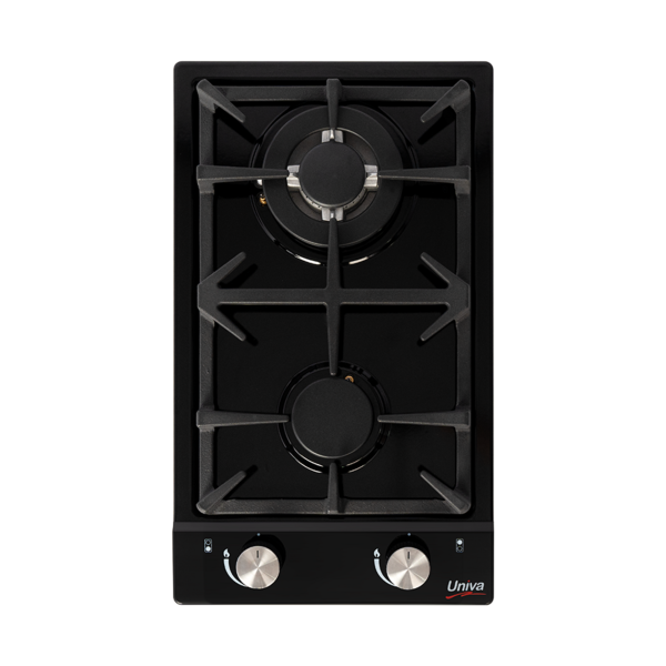 Univa 2 Burner Gas Hob Black - UGH02B