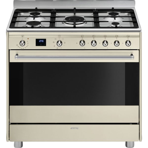 Smeg 90cm 5 Burner Gas Electric Oven Cooker Cream - SSA91MAP2