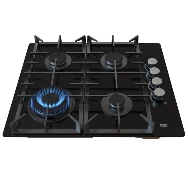 Univa 60 cm 4 Burner Glass Gas Hob -UGH640G