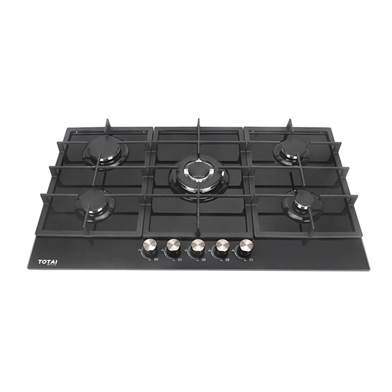 Totai 90 cm 5 Burner Gas Hob Gas On Glass – 03/TS5BNRGG
