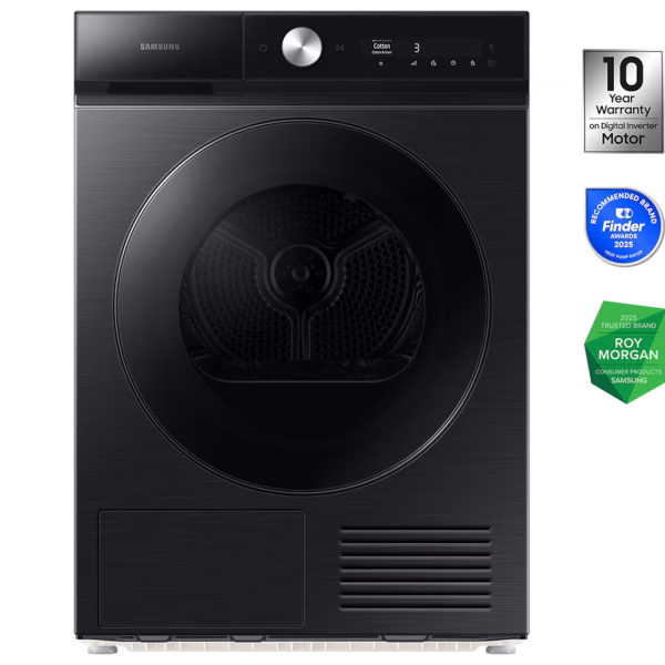 Samsung 9kg Digital Inverter Heat Pump Tumble Dryer Bespoke Black - DV90BB9440GBFA