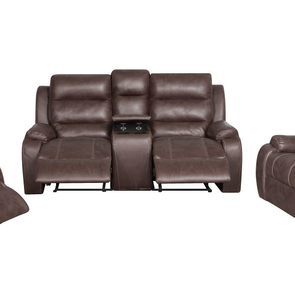 Lara 221 Seater 3 Action with Console Mottled Brown - KLA2215P3AFBMB